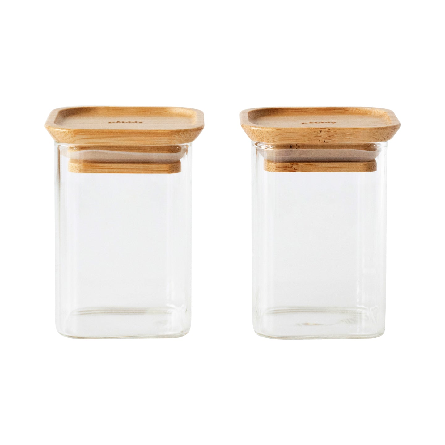 Pebbly Square Canister with Bamboo Lid / Set of 2