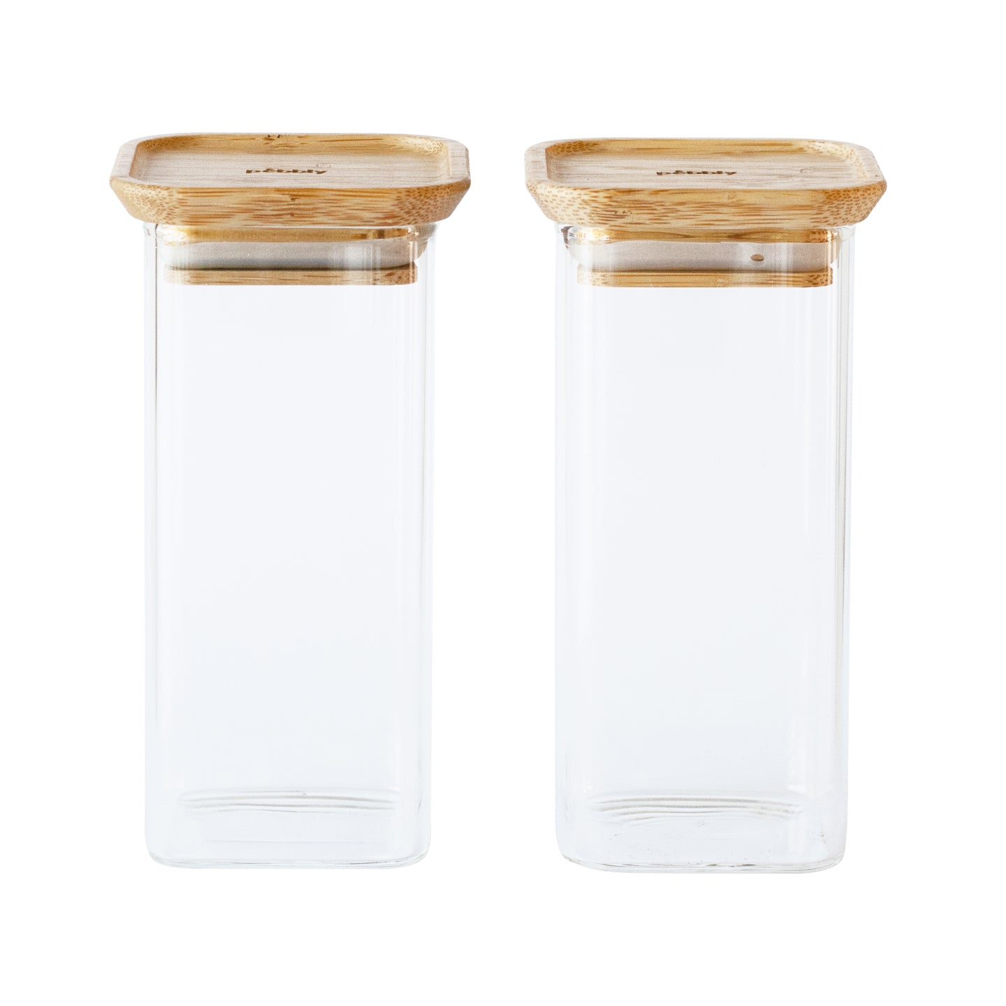 Pebbly Square Canister with Bamboo Lid / Set of 2