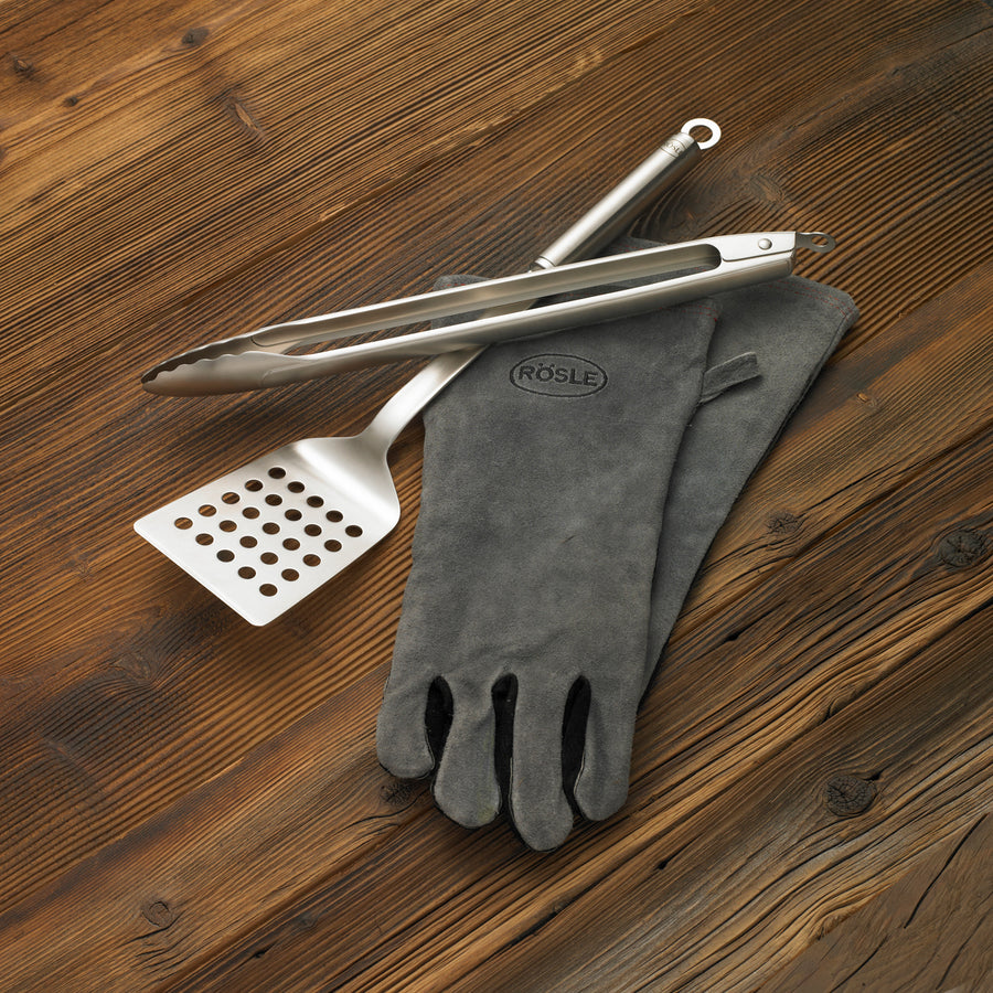 Rosle BBQ 3 Piece Set / Suede Gloves