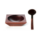 Sarah Petherick Square Salt/Pepper Bowl & Miniature Oval Spoon / Rosewood *