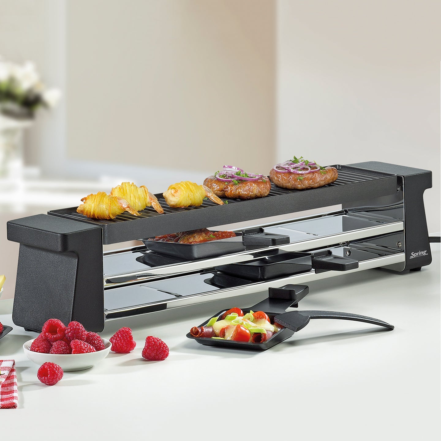 Spring Compact Raclette Grill w/Cast Aluminium Plate