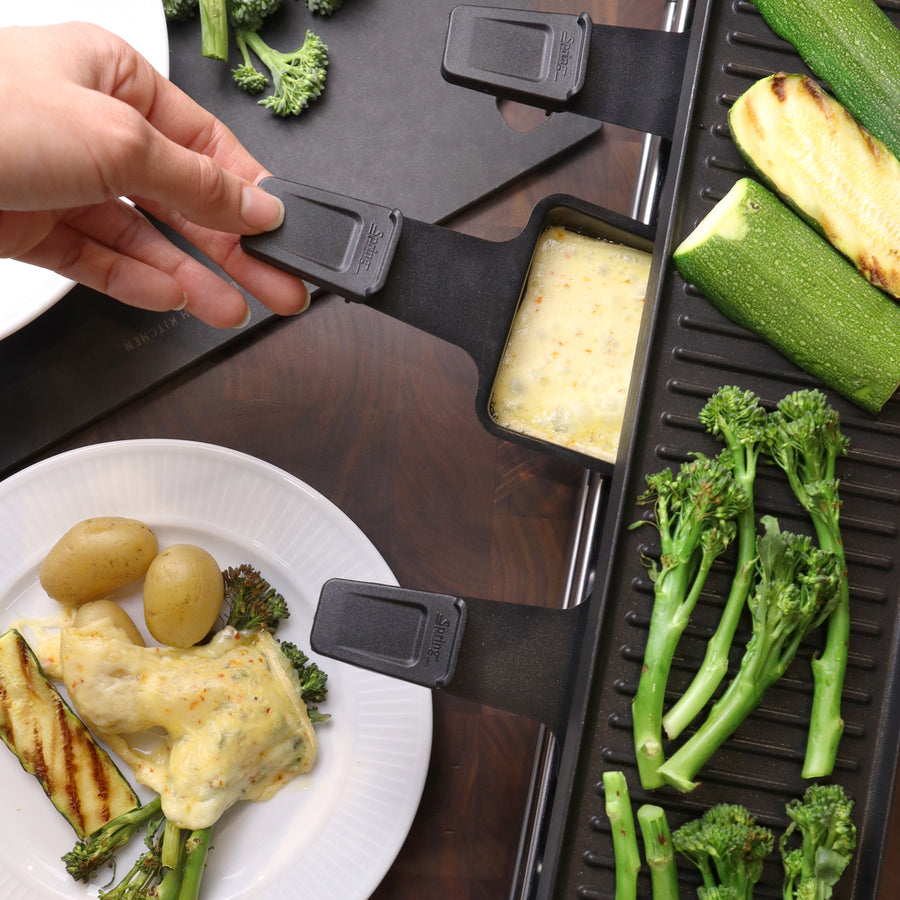 Spring Compact Raclette Grill with Cast Aluminium Plate / Black