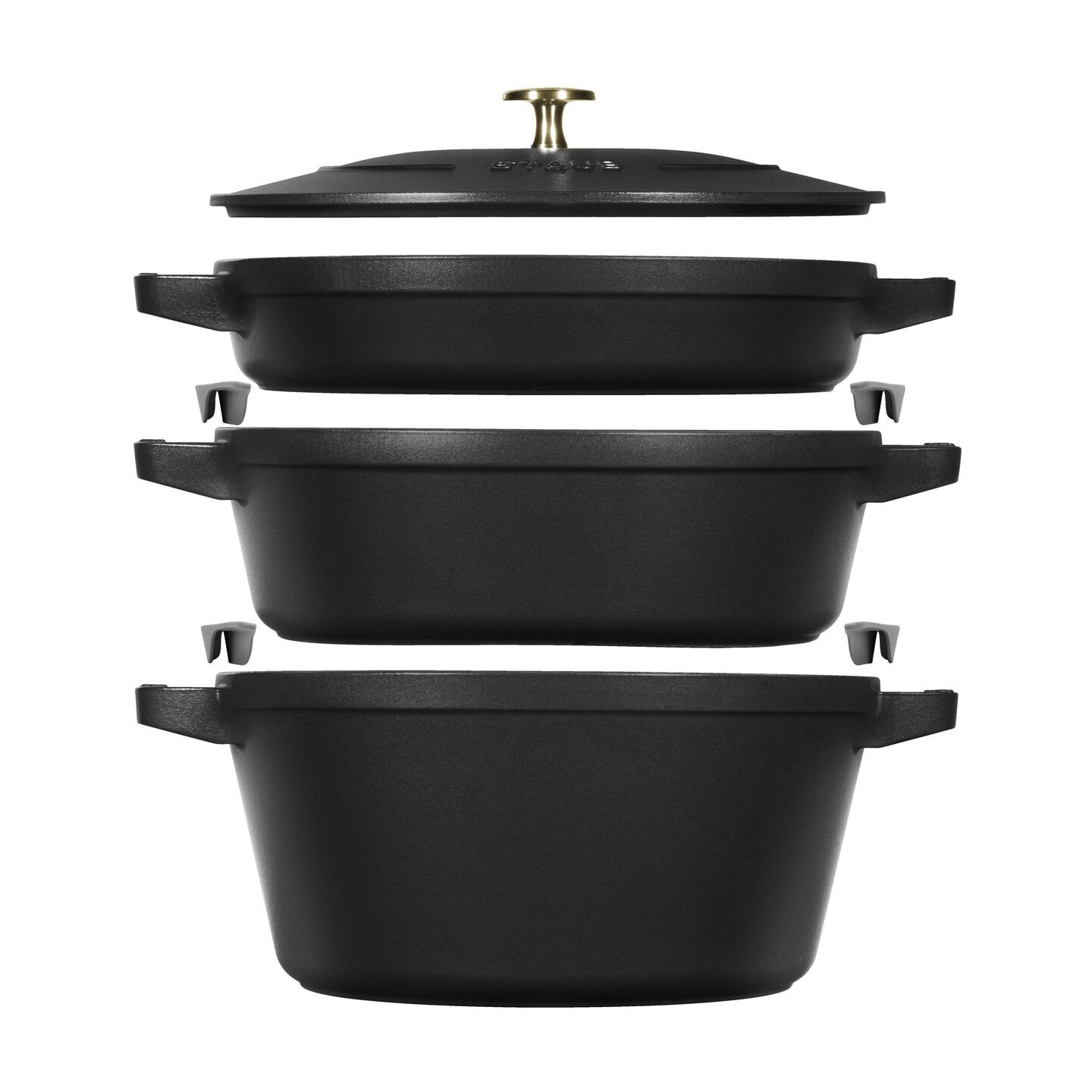 Staub Stackable 3 Piece Pot Set / Black | Borough Kitchen