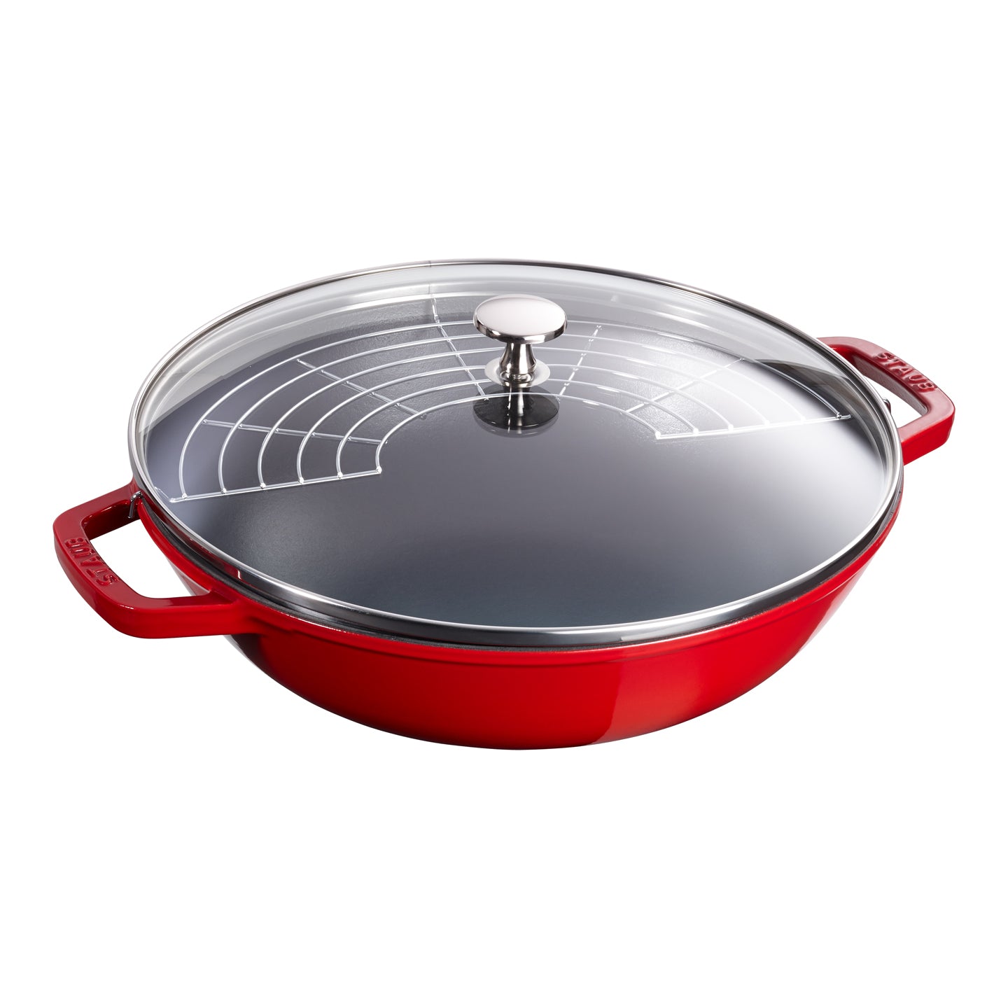 Staub Cast Iron Wok / Cherry / 30cm | Borough Kitchen