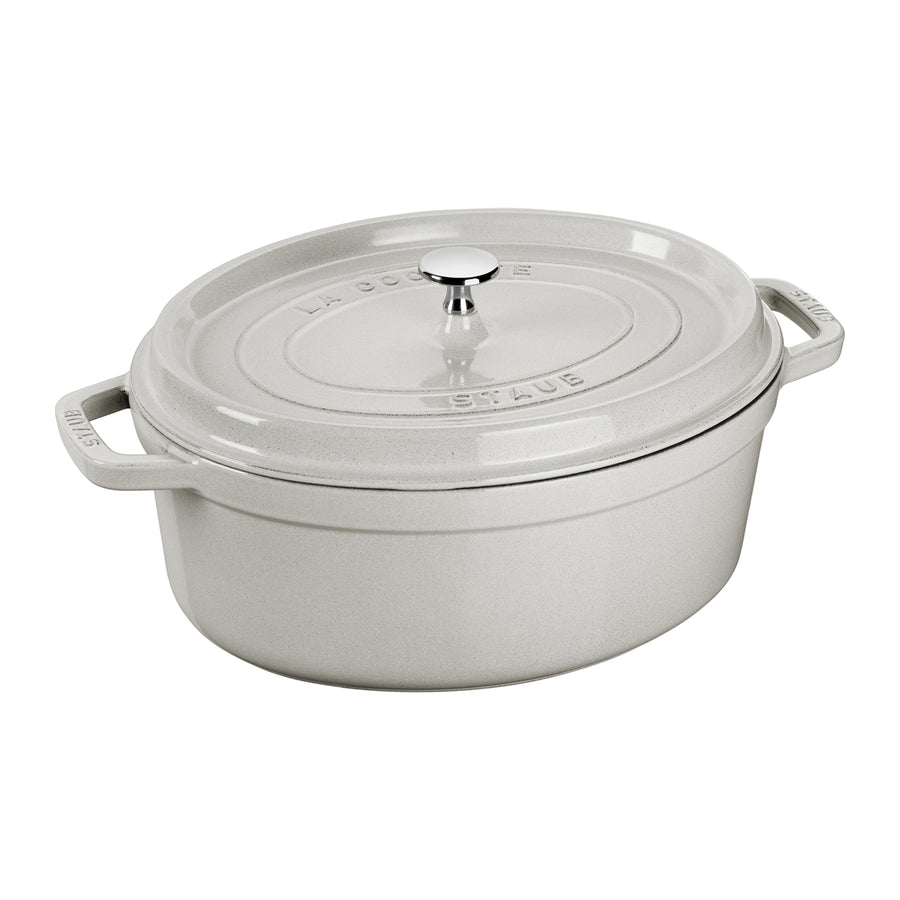 Urban Collection 12.6 Qt. Low Stainless Steel Dutch Oven with Black Handles  - The Peppermill