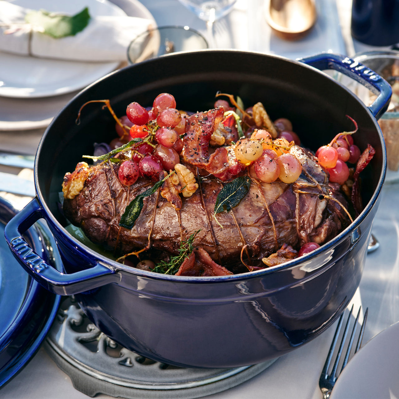 Staub Round Cocotte / Blue | Borough Kitchen