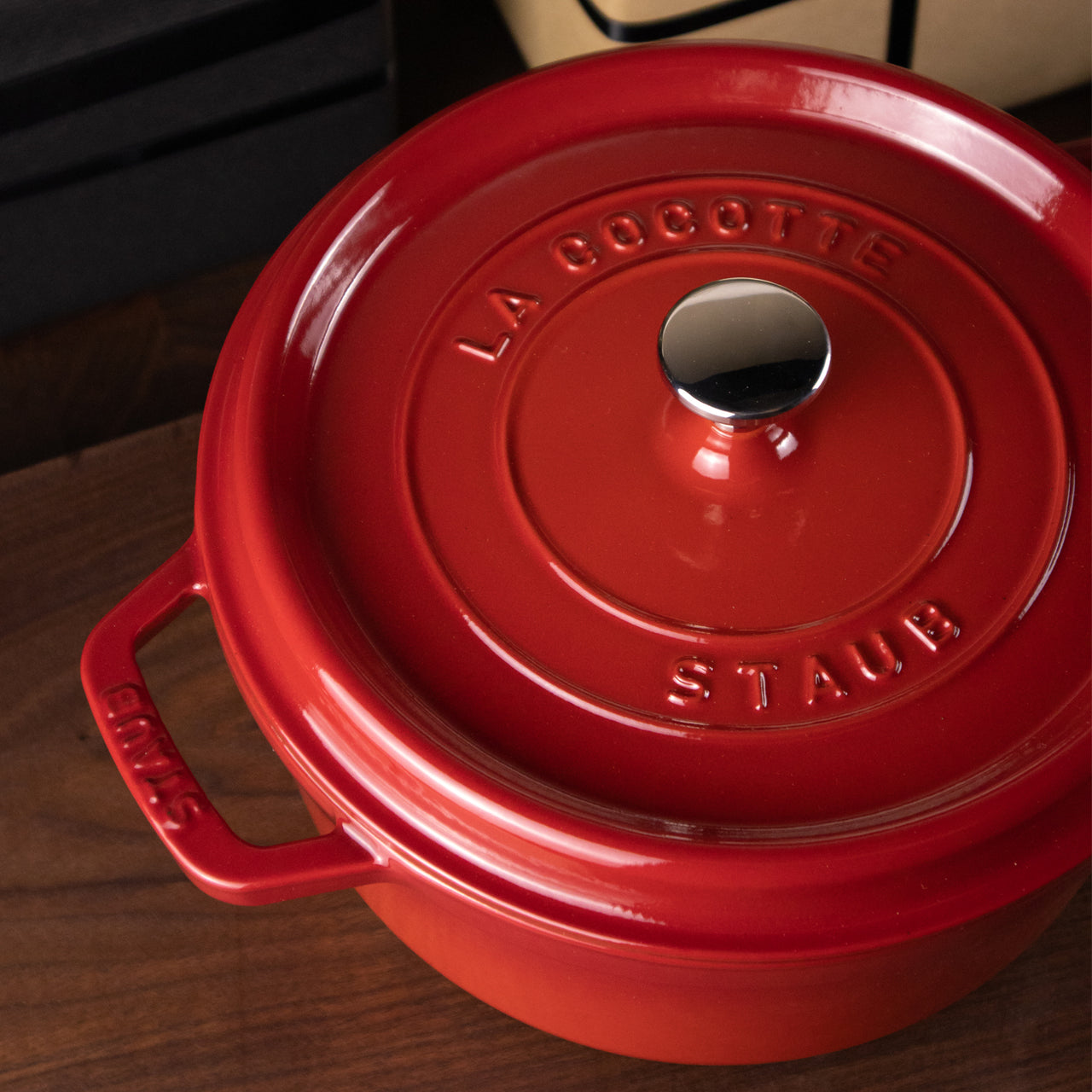 Staub Round Cocotte / Cherry | Borough Kitchen