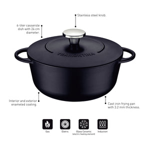 Tramontina Enamelled Cast Iron Casserole / Black