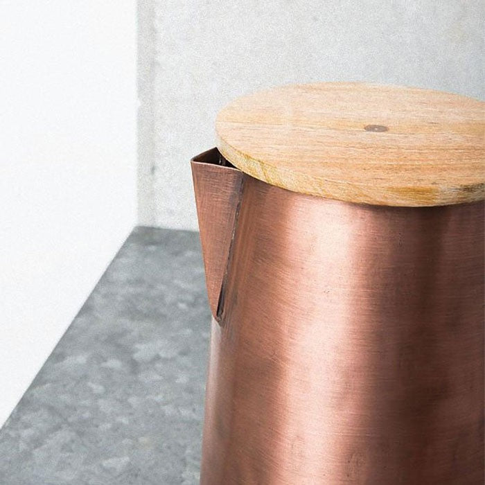 Brushed Copper Water Jug with Wooden Lid